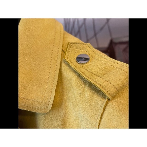 Philosophy Faux Leather‎ Jacket Women's Small Yellow Open Front Zipper Pockets - Picture 3 of 7